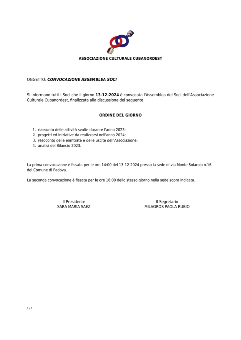 CONVOCAZIONE ASSEMBLEA SOCI 2023